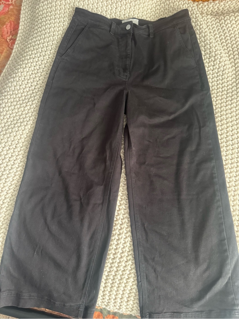 Everlane Black Cropped Wide-Leg Jeans